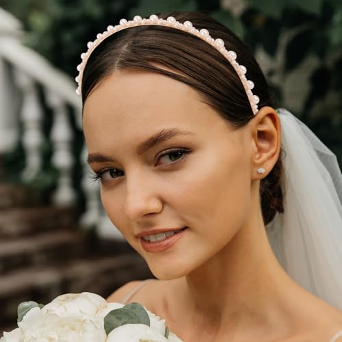 YISSION Simple Style Pearl Headbands 4pcs Beaded Hair Accessories for Women Girls