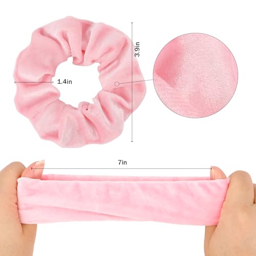 Semato Velvet Light Pink Scrunchies - 2 Pack Hair Ties for Women