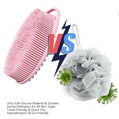 Silicone Body Scrubber - Dual-Sided Exfoliating Bath Brush for All Skin Types