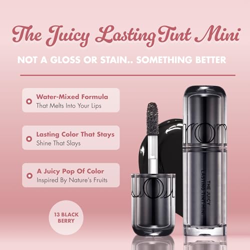 rom&nd The Juicy Lasting Tint Mini - Hydrating Glossy Lip Tint in Blackberry