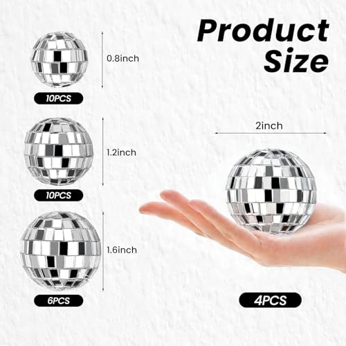 JOERSH Disco Ball Cake Decorations - 30 Pcs in 4 Sizes