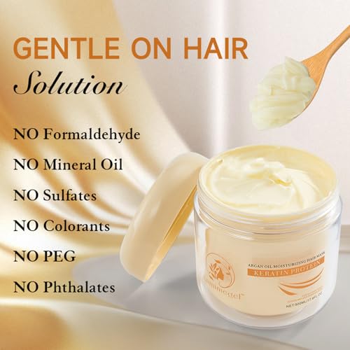 Collagen Hair Mask,Deep Repair Conditioning Argan Oil Hair Mask for Damaged Hair Treatment, Deep Conditioner Hydrating Hair Masque for All Hair Types 16.9 oz 500ml