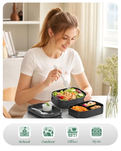Adjustable 65 oz Bento Lunch Box - 3-Tier Leakproof Container