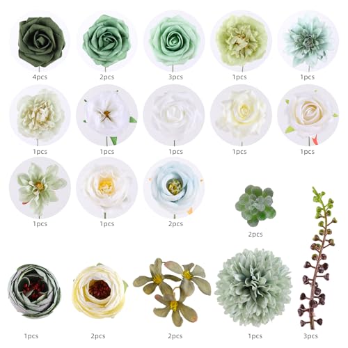 Kisflower Forest Green Artificial Flower Combo for DIY Decor
