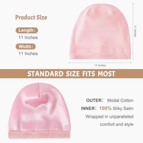 DEMAZALO Solid 3Pcs Silk Satin Bonnet for Sleeping Hair