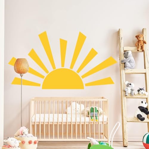 Boho Half Sun Wall Decal - Removable Vinyl Mural for Home Decor