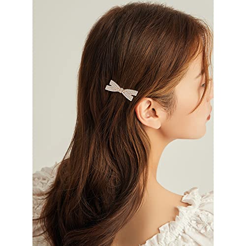 5 Pcs Pearl Bowknot Hair Clips - Elegant Duckbill Hair Accessories