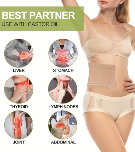 STFOCE Disposable Castor Oil Patches - 20 Pack Organic Cotton Body Wraps