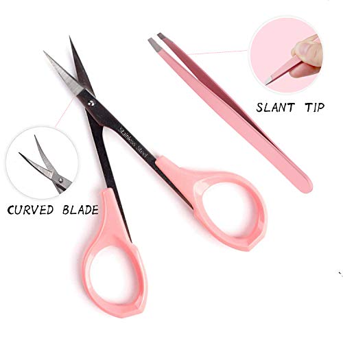 HiMo 12-in-1 Eyebrow Grooming Kit with Curved Scissors & Tweezers