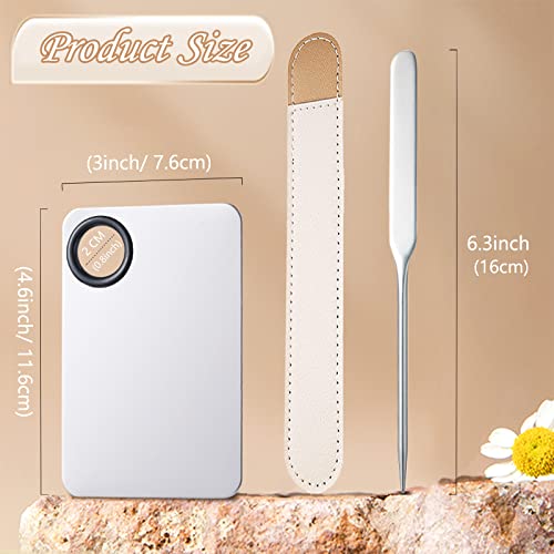 Banugo Korean Makeup Spatula & Palette Set with Leather Cover for Foundation Mixing