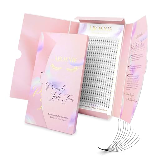 ABONNIE 400 Premium 10D Premade Eyelash Fans 9mm C Curl Volume Extensions
