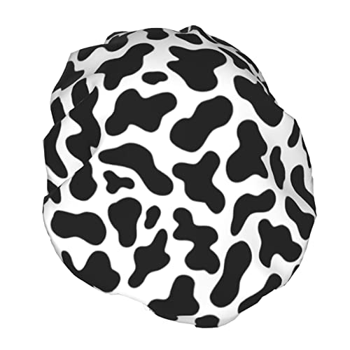 Waterproof Black & White Cow Shower Cap for Hair Protection