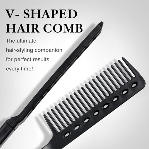 Ceemiaa Hair Straightening Comb 2-Pack — Heat-Safe, Tangle-Free V-Style Tool for Flat Irons & Wands