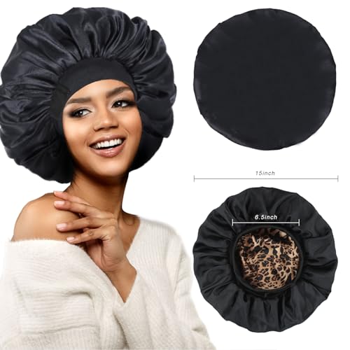 Silk Bonnet for Sleeping - Double Layer Adjustable Satin Cap
