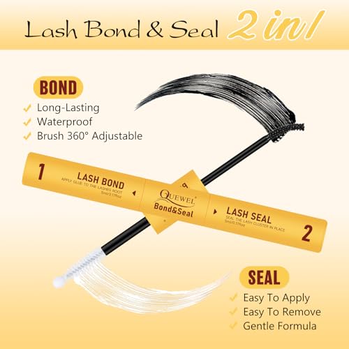 QUEWEL Lash Clusters Kit Mix 8-16 Lengths Natural Look with Applicator & Remover (H01-MIX9-16)