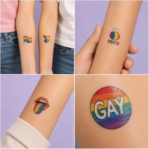 120 Pack Rainbow Pride Temporary Tattoos for LGBTQ Events & Festivals