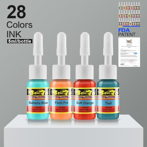 Solong 28-Color Professional Tattoo Ink Set - 5ml Vibrant Pigment Kit