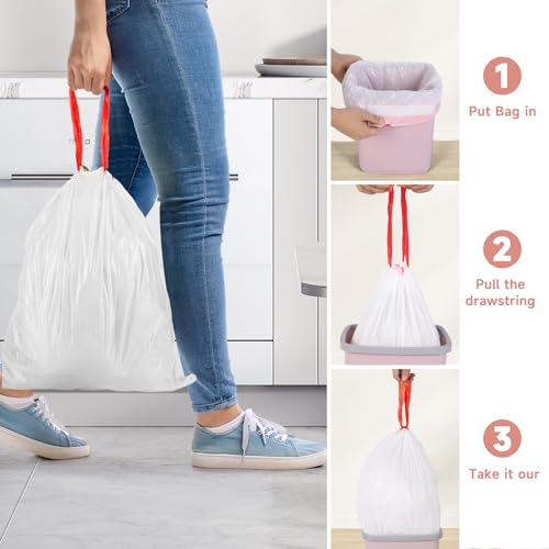 Magesh 1.2 Gallon Drawstring Trash Bags - 125 Count Mini Garbage Bags