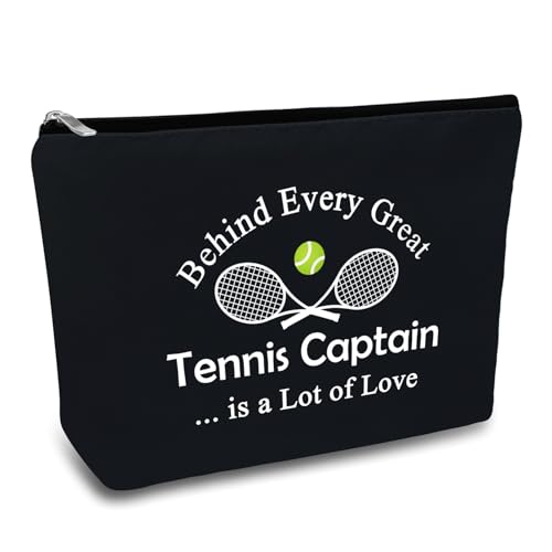 Mikela Black Tennis Captain Gift Makeup Bag - Tennis Team Travel Pouch