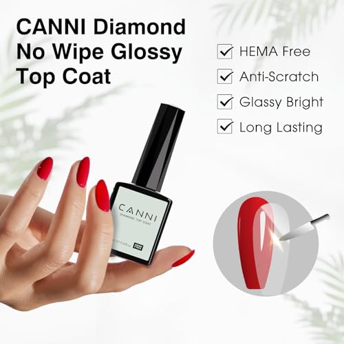CANNI High Gloss No Wipe Gel Top Coat 9ml - Scratch Resistant & Long Lasting