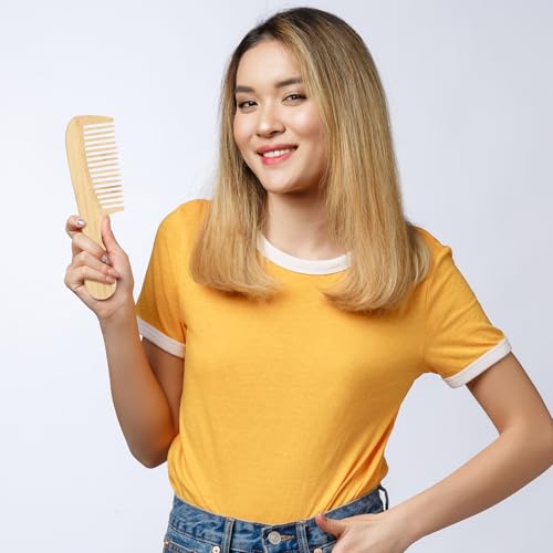 Natural Bamboo Anti-Static Hair & Beard Comb Set - Wide, Fine & Rat Tail