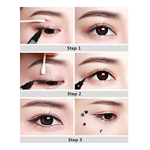 Pinkiou Double-Headed Liquid Eyeliner Pen & Stamp - Waterproof, Smudge-Proof, Long Lasting, Slim Gel Felt Tip for Eye Makeup