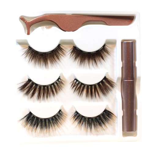 miaowang 6D Magnetic Brown Eyelashes & Eyeliner Kit - 3 Styles Brown No.2
