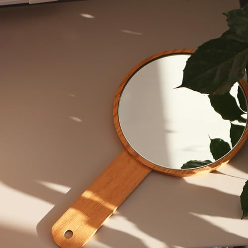 TOF&HAMY Handheld Mirror with Wooden Frame - Makeup Mirror B