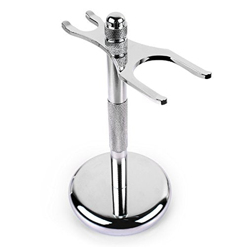 QSHAVE Deluxe Silver Chrome Razor & Brush Stand Holder - Anti-Slip, Fits Most Tools