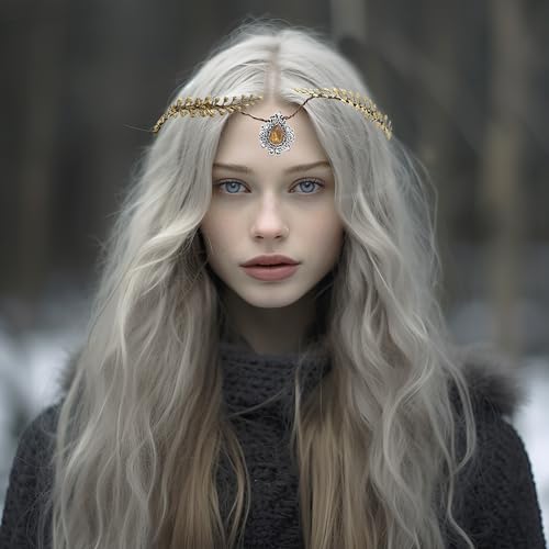 Vivivalue Gold Fairy Crown Headband Elf Floral Headpiece E - Women Men