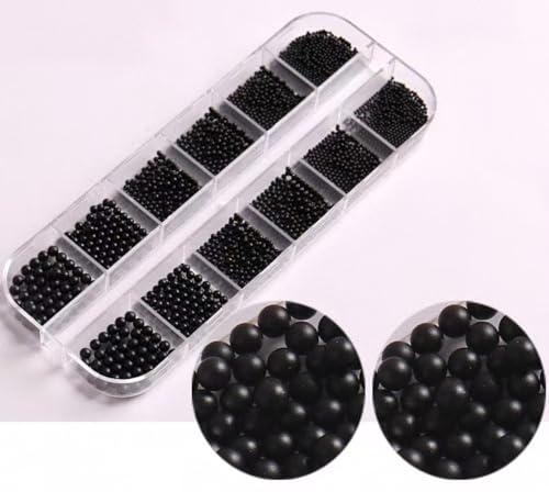 Black Mini Metal Nail Beads 0.8-3mm Caviar Nail Art Accessories DIY Manicure