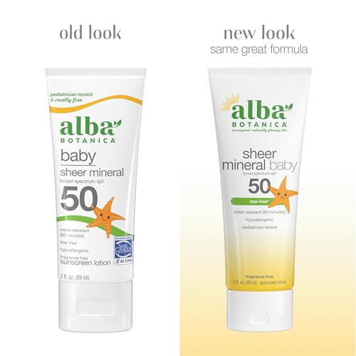 Alba Botanica Baby Sunscreen SPF 50 - Mineral Lotion, 3 Fl Oz