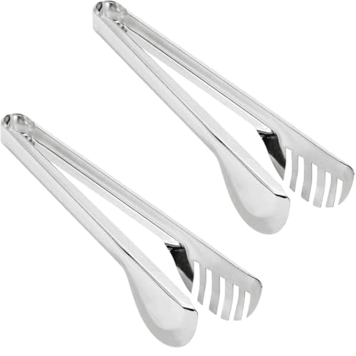 IAXSEE 2-Pack Stainless Steel Salad Tongs - Non-Slip, 9.5 Inch Kitchen Utensils