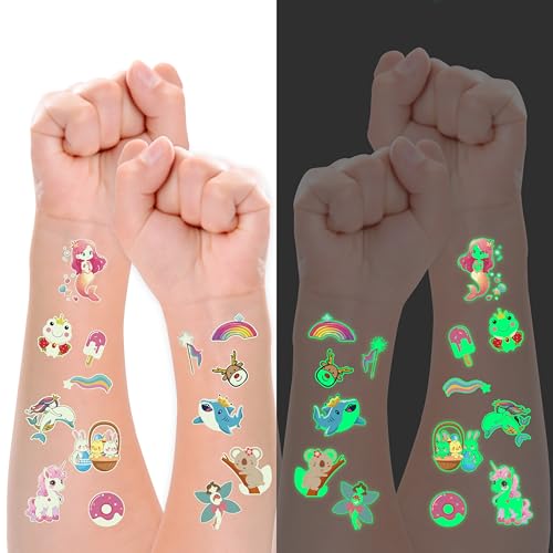 Luminous Temporary Tattoos for Kids - 380 Mixed Style Stickers