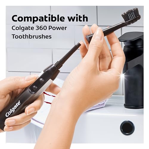 Colgate 360 Battery Powered Toothbrush Replacement Heads, 2 Pack - Soft Charcoal Bristles