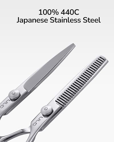 ULG Silver Hair Thinning Scissors 6.5-inch Japanese Stainless Steel Salon Texturizing Shears for Barbers & Stylists