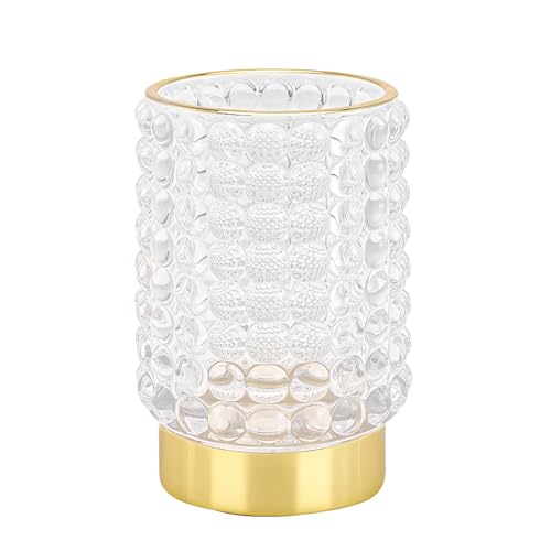 DASITON Clear Makeup Brush Holder Organizer - Vintage Glass Cup L