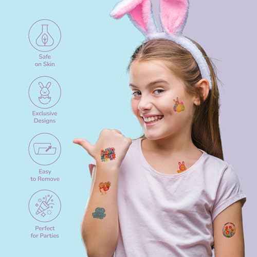 ArtCreativity Glow-in-the-Dark Easter Tattoos 144-Pack for Kids