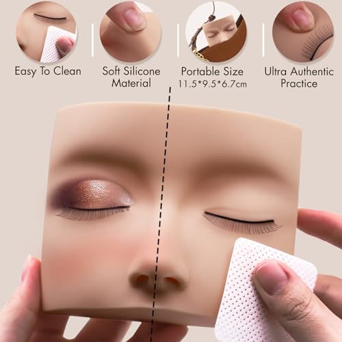 Eyelash Extension Practice Kit with Mannequin Head & Practice Lashes for Beginners