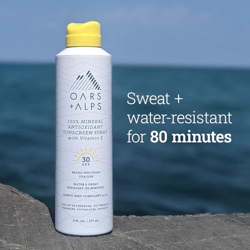 Oars + Alps SPF 30 Mineral Sunscreen Spray 6 Fl Oz - Hydrating & Lightweight
