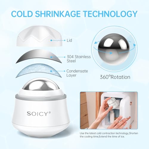 OPENDGO Ice Roller S50-Steel Ball Model for Face & Eyes – 360° Stainless Massage Roller