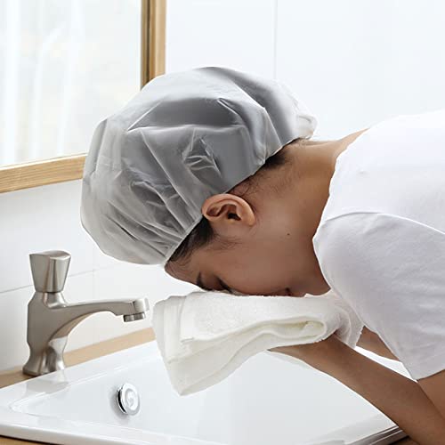 3 Pack Reusable Waterproof Shower Caps for Women - 10.6" Fit