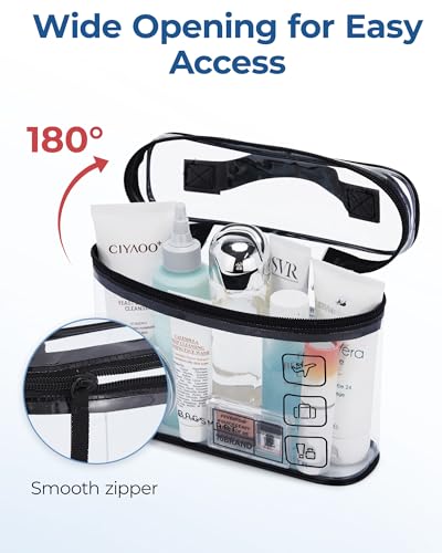 BAGSMART TSA Approved Toiletry Bag Set - 3 Pack Clear Travel Organizer