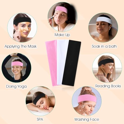 3-Pack Women’s Non-Slip Elastic Workout Headbands - Breathable & Quick Drying