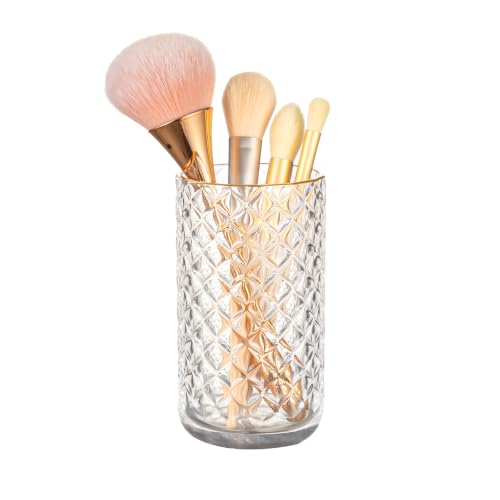 DASITON Clear Diamond Pattern Makeup Brush Holder - Large