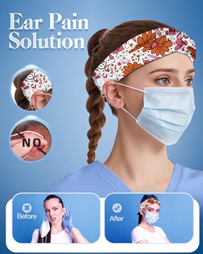 Plifal Medical Nurse Headbands with Buttons - Dentistry Version, Non-Slip, Moisture-Wicking, Soft Hair Accessories for Healthcare Workers