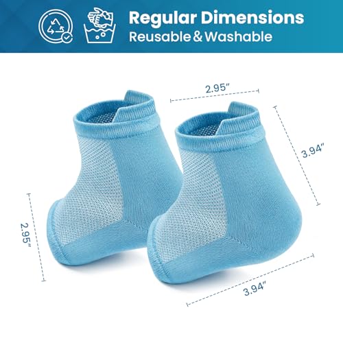 Kimihome Moisturizing Heel Socks - Jojoba & Olive Oil, 2 Pairs, Blue Calm