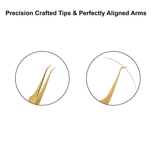 Golden Precision Tweezers for Eyelash Extensions - 45° Angular Tip