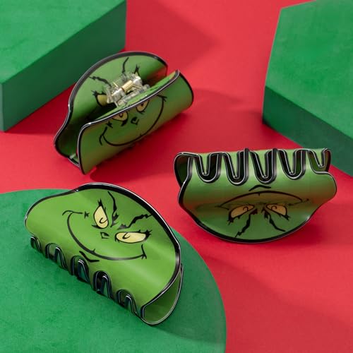 3-Piece Christmas Hair Claw Clips Set - Large Acrylic Holiday Barrettes