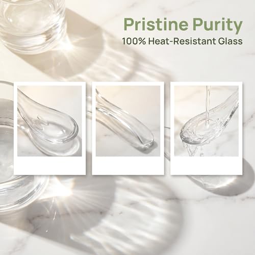 VOSAREA Clear Glass Soup Spoons - 2pcs Ramen & Pho Utensils